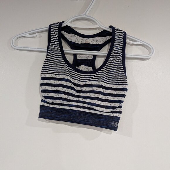 New Balance Other - New Balance Space Dye Striped Sports Bra Navy Blue White Size Small